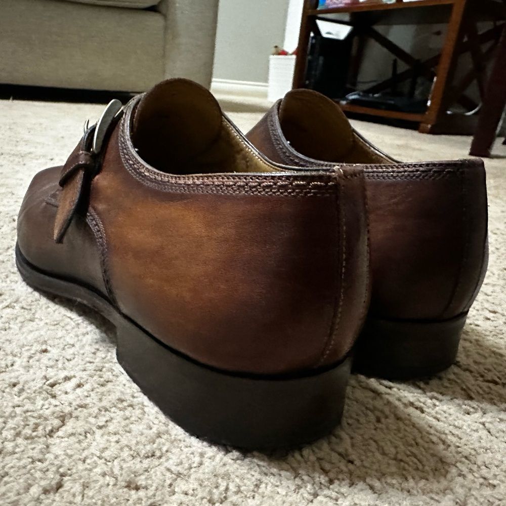 Men's Magnanni Marco II Monk Strap Leather Dress Shoes - Picture 7 of 10